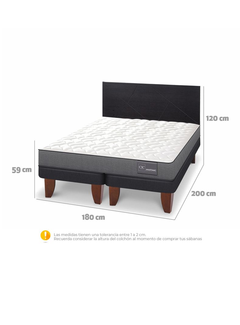 Cama Europea Anatomic King + Respaldo Villarrica Negro-1