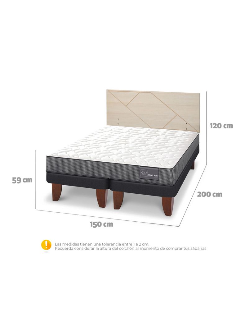 Cama Europea Anatomic 2 Plazas Base Dividida + Respaldo Villarrica Alpino-1