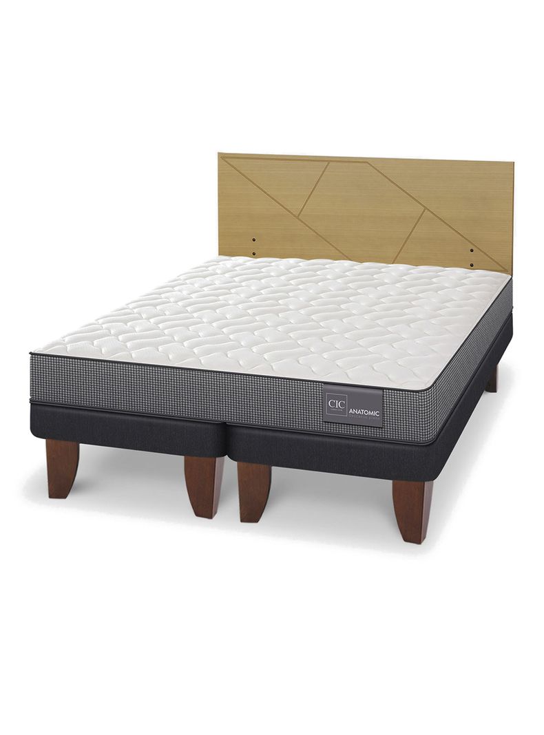 Cama Europea Anatomic 2 Plazas Base Dividida Respaldo Villarrica Mostaza