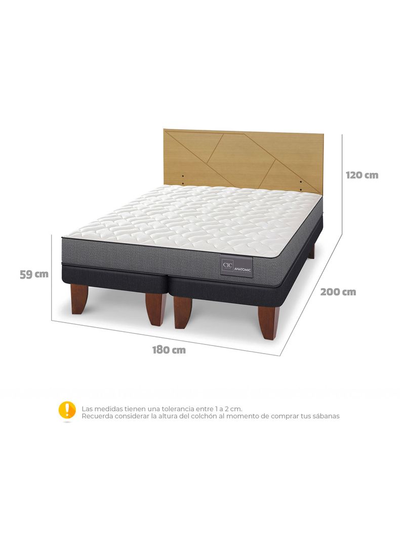 Cama Europea Anatomic King + Respaldo Villarrica Mostaza-1