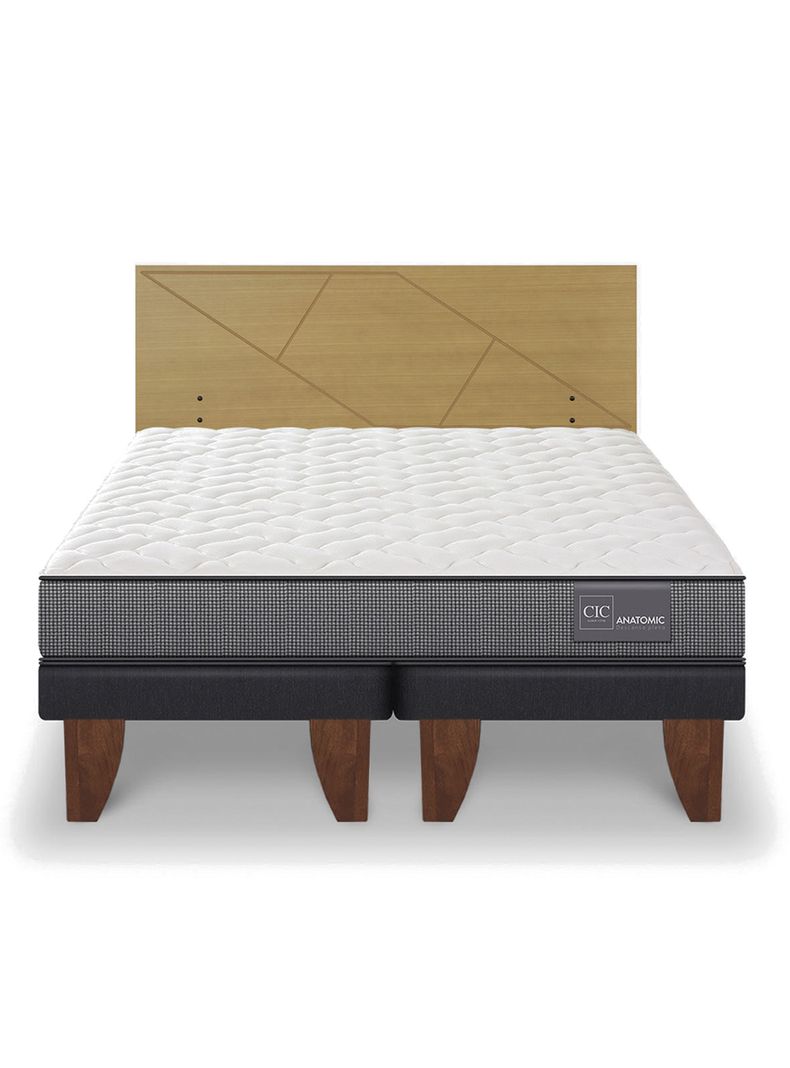 Cama Europea Anatomic King + Respaldo Villarrica Mostaza-2