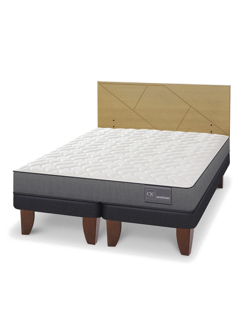 Cama Europea Anatomic King + Respaldo Villarrica Mostaza-0