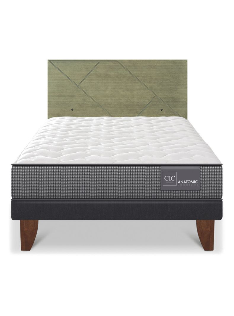 Cama Europea Anatomic 1.5 Plazas + Respaldo Villarrica Olivo-2