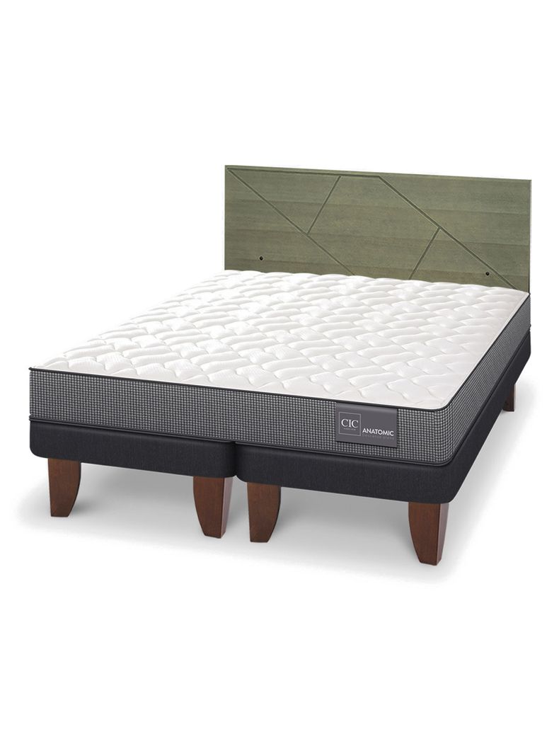 Cama Europea Anatomic 2 Plazas Base Dividida + Respaldo Villarrica Olivo-0