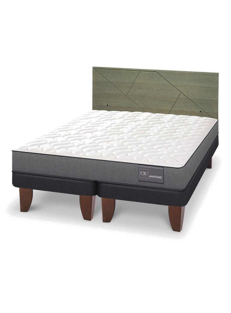 Cama Europea Anatomic King + Respaldo Villarrica Olivo-0