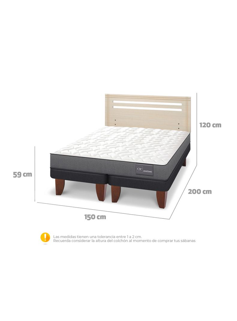 Cama Europea Anatomic 2 Plazas Base Dividida + Respaldo Múnich Alpino-1