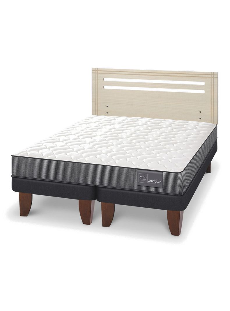 Cama Europea Anatomic 2 Plazas Base Dividida + Respaldo Múnich Alpino-0