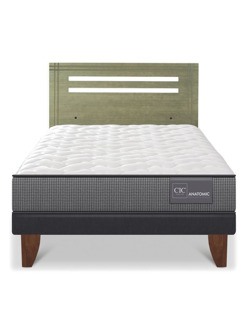 Cama Europea Anatomic 1.5 Plazas + Respaldo Munich Olivo-2