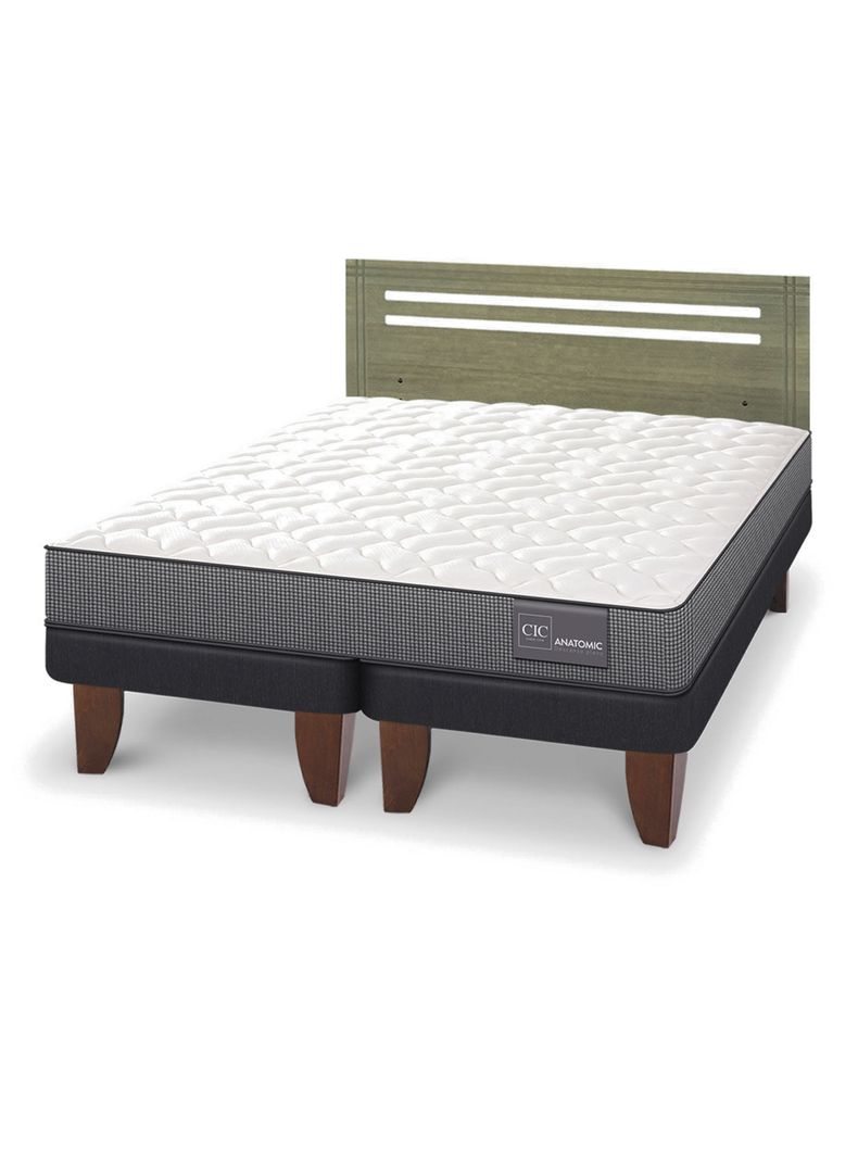 Cama Europea Anatomic 2 Plazas Base Dividida + Respaldo Múnich Olivo-0