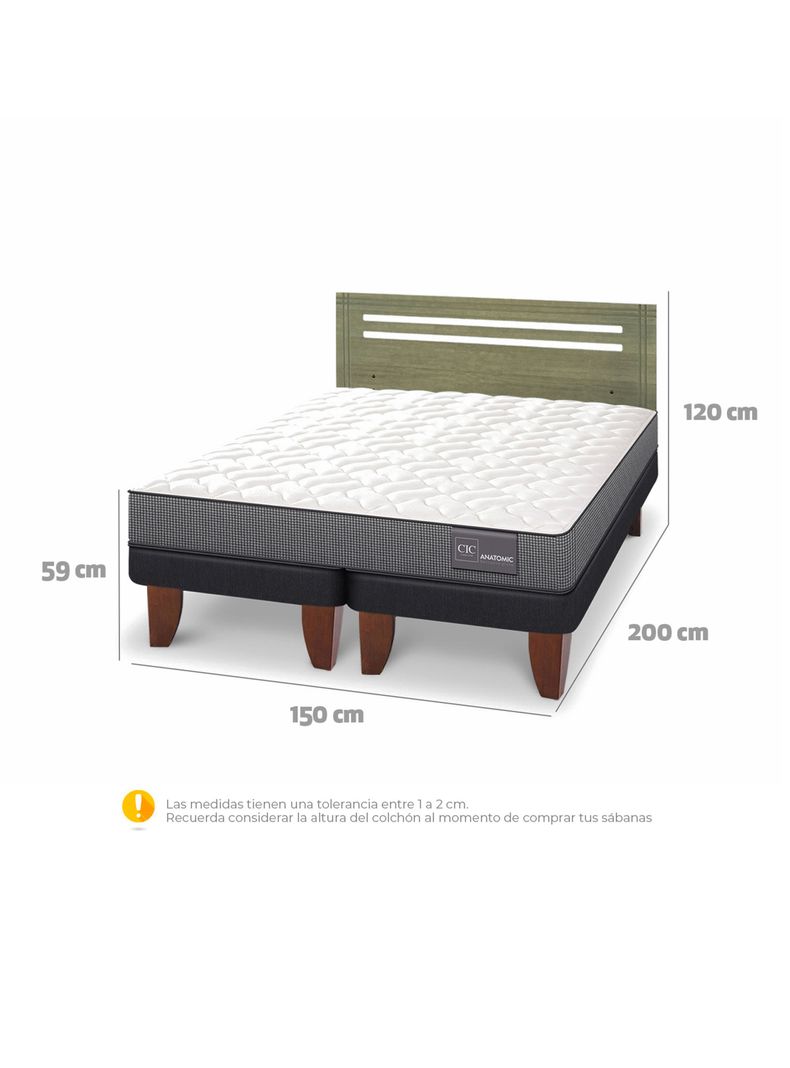 Cama Europea Anatomic 2 Plazas Base Dividida + Respaldo Múnich Olivo-1
