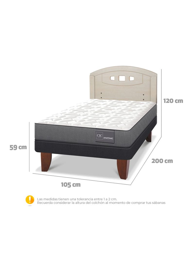 Cama Europea Anatomic 1.5 Plazas + Respaldo Gales Alpino-1