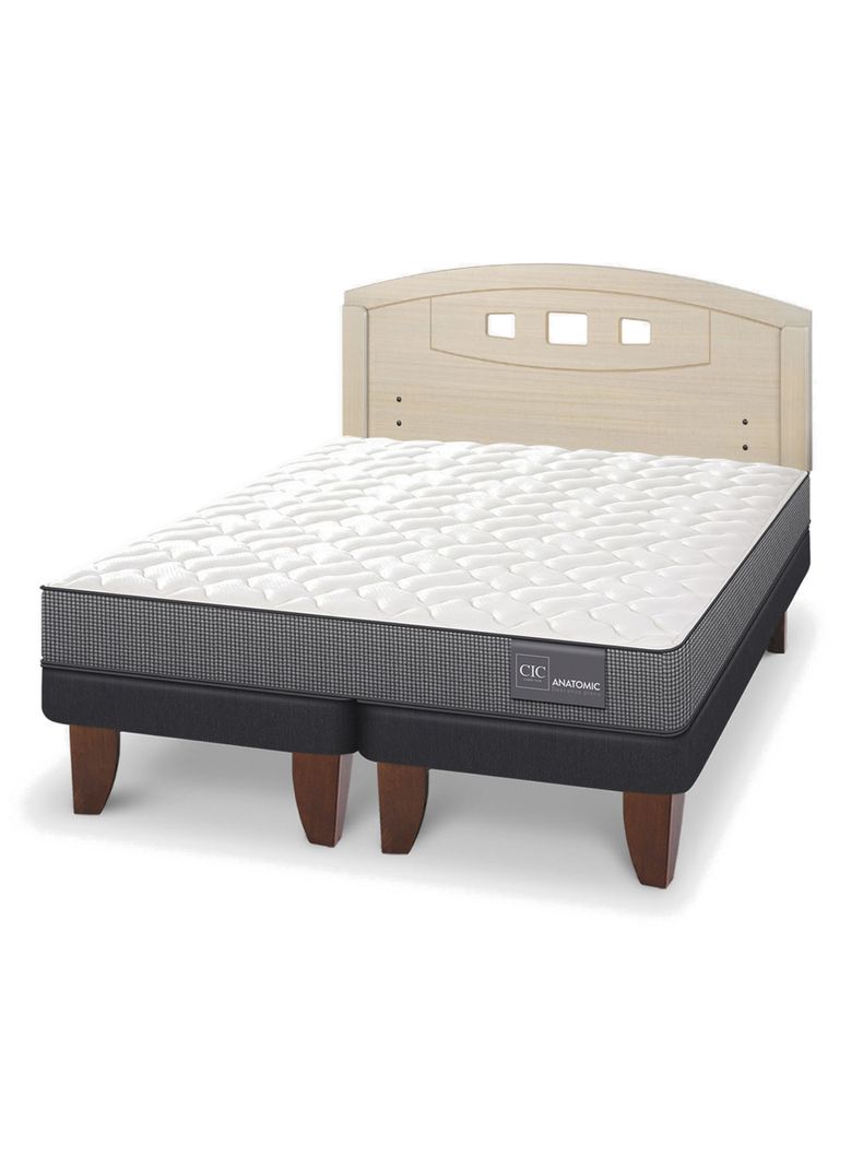 Cama Europea Anatomic 2 Plazas Base Dividida + Respaldo Gales Alpino-0