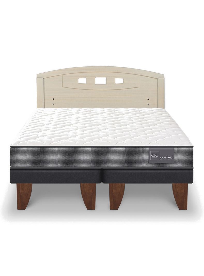 Cama Europea Anatomic 2 Plazas Base Dividida + Respaldo Gales Alpino-2