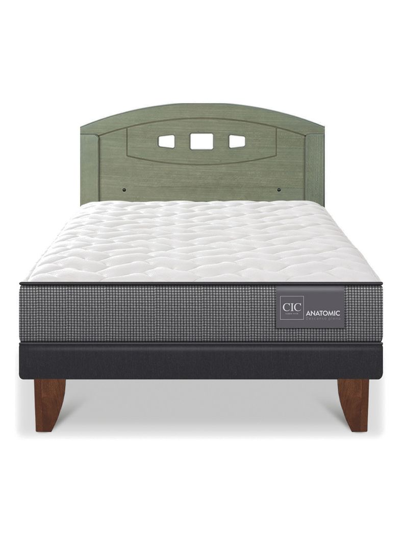 Cama Europea Anatomic 1.5 Plazas + Respaldo Gales Olivo-2