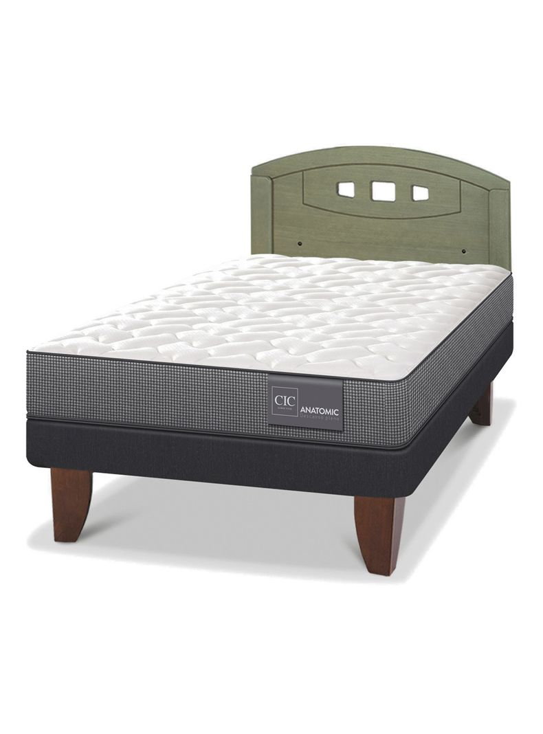 Cama Europea Anatomic 1.5 Plazas + Respaldo Gales Olivo-0