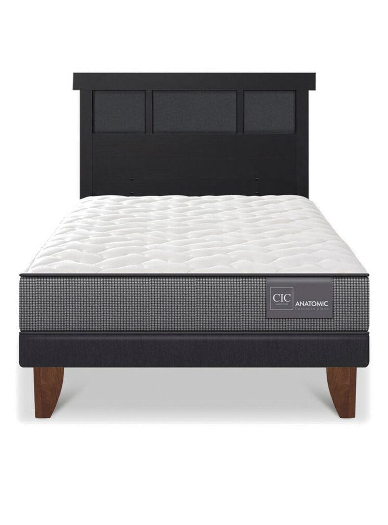 Cama Europea Anatomic 1.5 Plazas + Respaldo Dublín Negro-2
