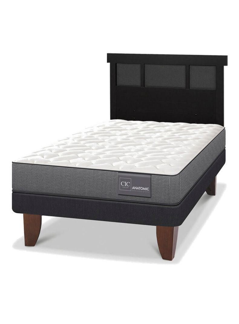 Cama Europea Anatomic 1.5 Plazas + Respaldo Dublín Negro-0