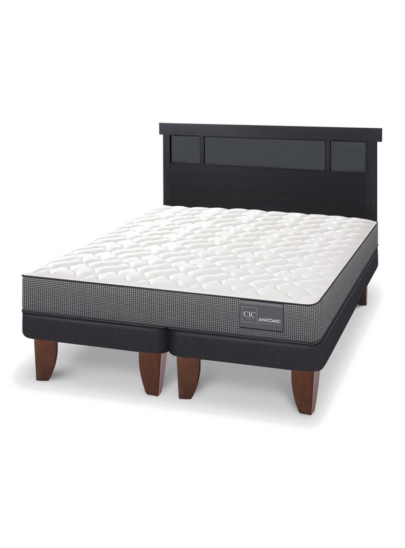 Cama Europea Anatomic King + Respaldo Dublín Negro-0