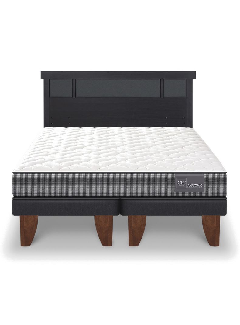 Cama Europea Anatomic King + Respaldo Dublín Negro-2