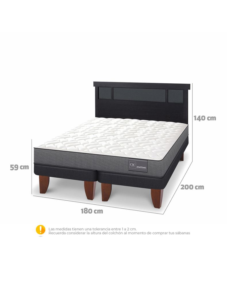 Cama Europea Anatomic King + Respaldo Dublín Negro-1