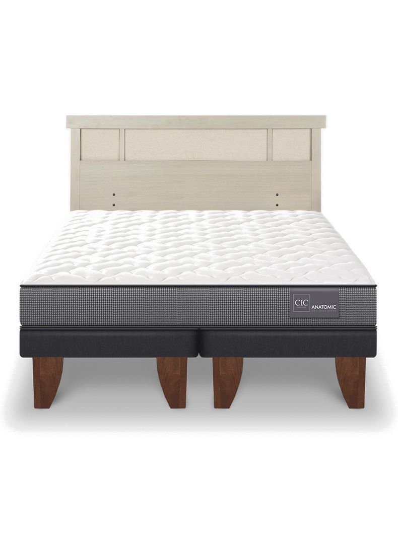 Cama Europea Anatomic 2 Plazas Base Dividida + Respaldo Dublín Alpino-2