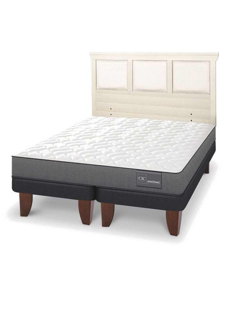 Cama Europea Anatomic 2 Plazas Base Dividida + Respaldo Torino Alpino