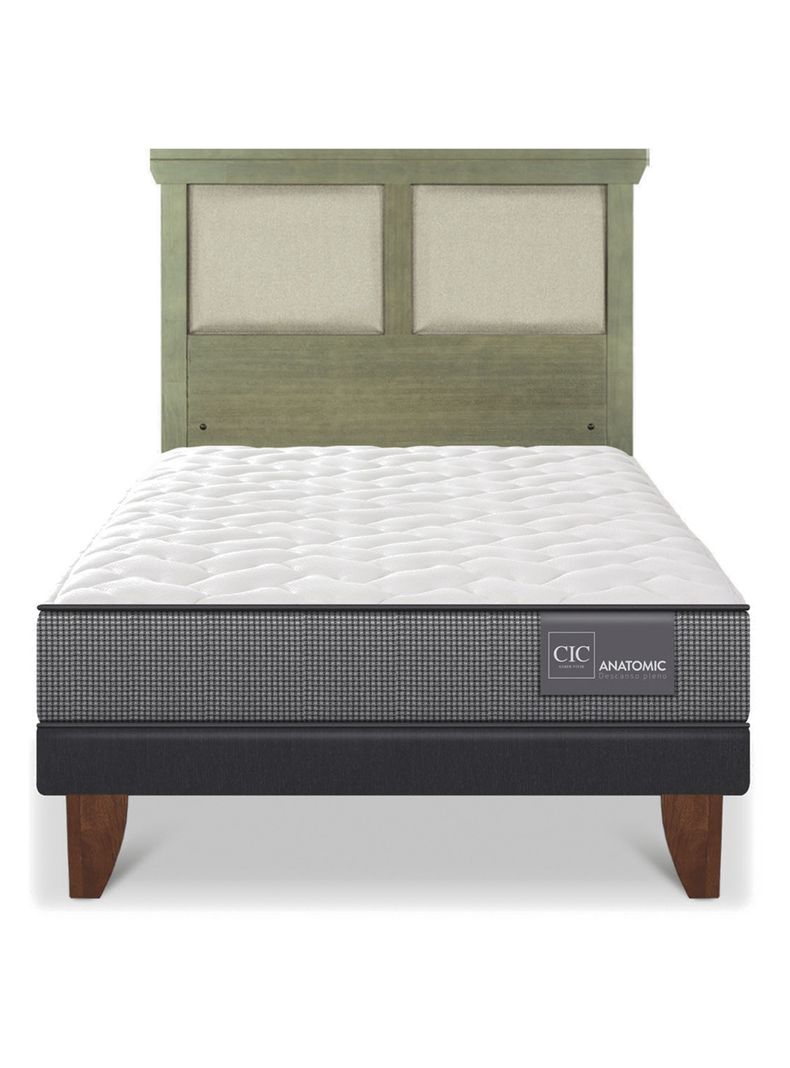 Cama Europea Anatomic 1.5 Plazas + Respaldo Torino Olivo-2