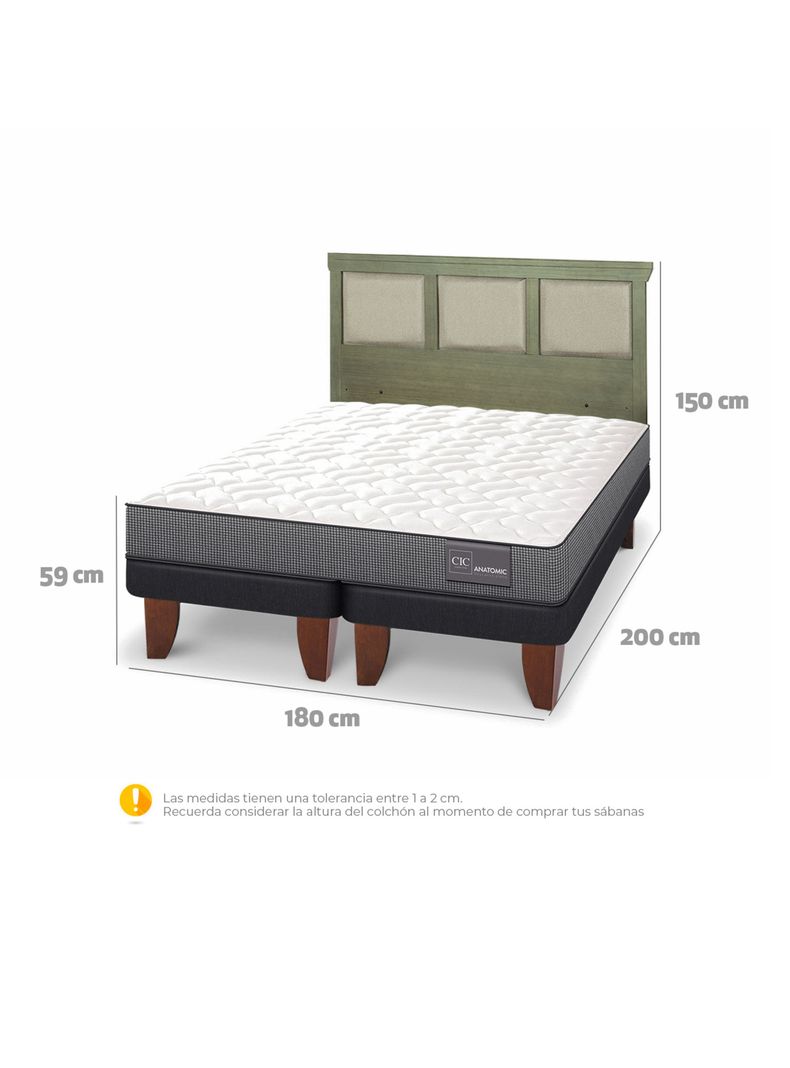 Cama Europea Anatomic King + Respaldo Torino Olivo-1