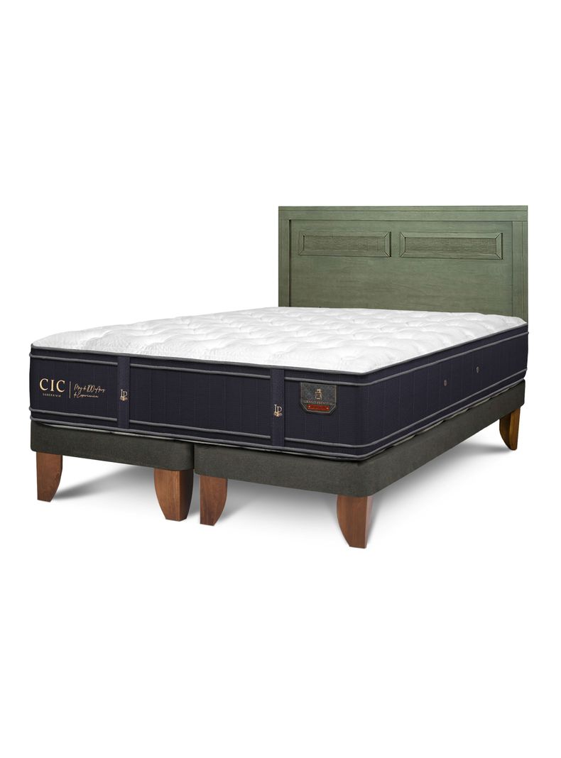 Cama Europea 2 Plazas BD Grand Premium + Respaldo Milán Olivo