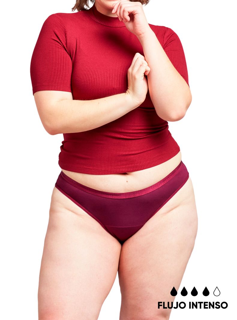 Calzón Menstrual Bikini Flujo Intenso Burdeos-0
