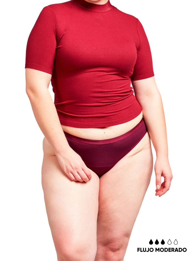 Calzón Menstrual Bikini Flujo Moderado Burdeos-0