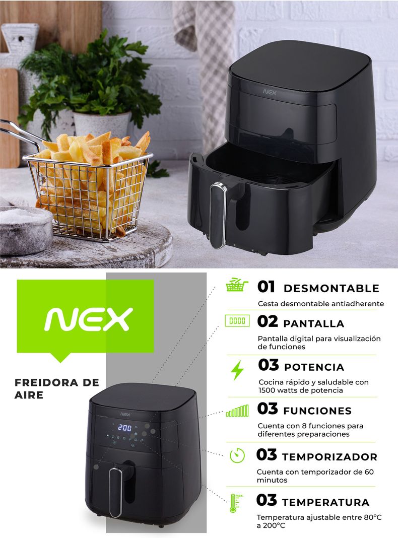 Freidora de Aire Digital 5.5 Litros 1500W ARF-5024-5