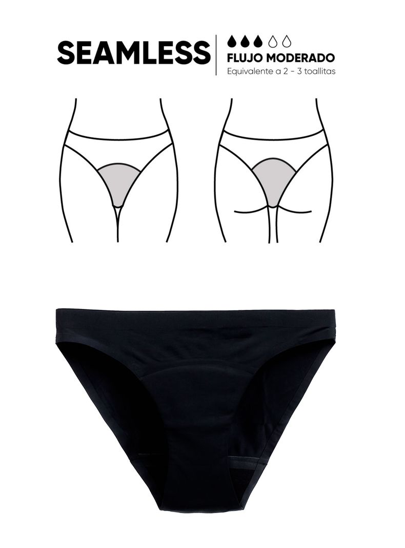 Calzón Menstrual Seamless sin Costuras Flujo Moderado-3