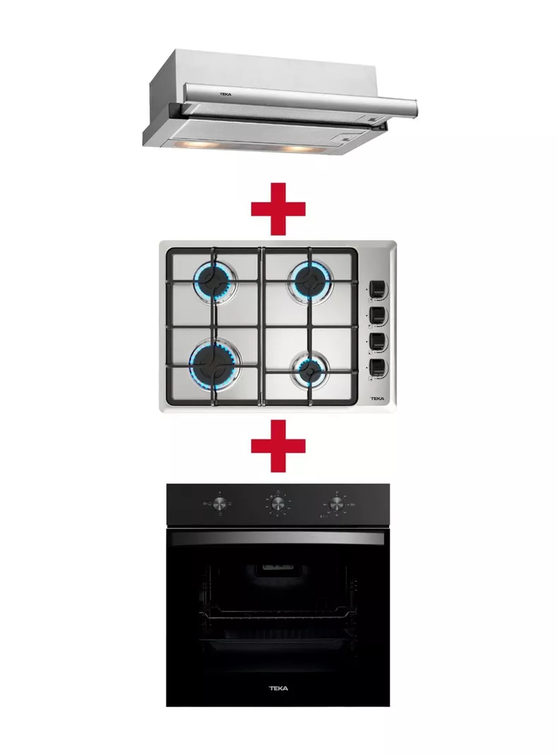 Kit Empotrable Horno Electrico HBB5360FBK + Encimera a Gas HLX540KBB0C + Campana TL6310 Inox