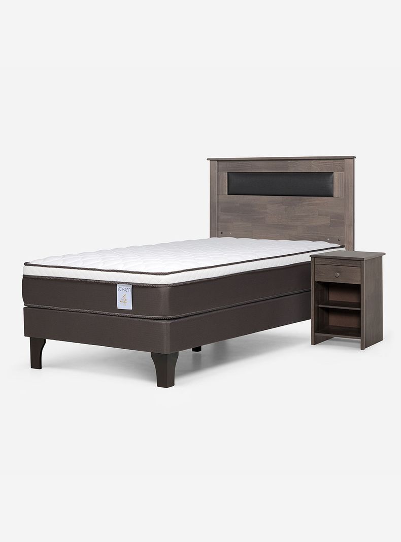 Cama Europea New Style 4 Plus 1.5 Plazas + Respaldo + Velador
