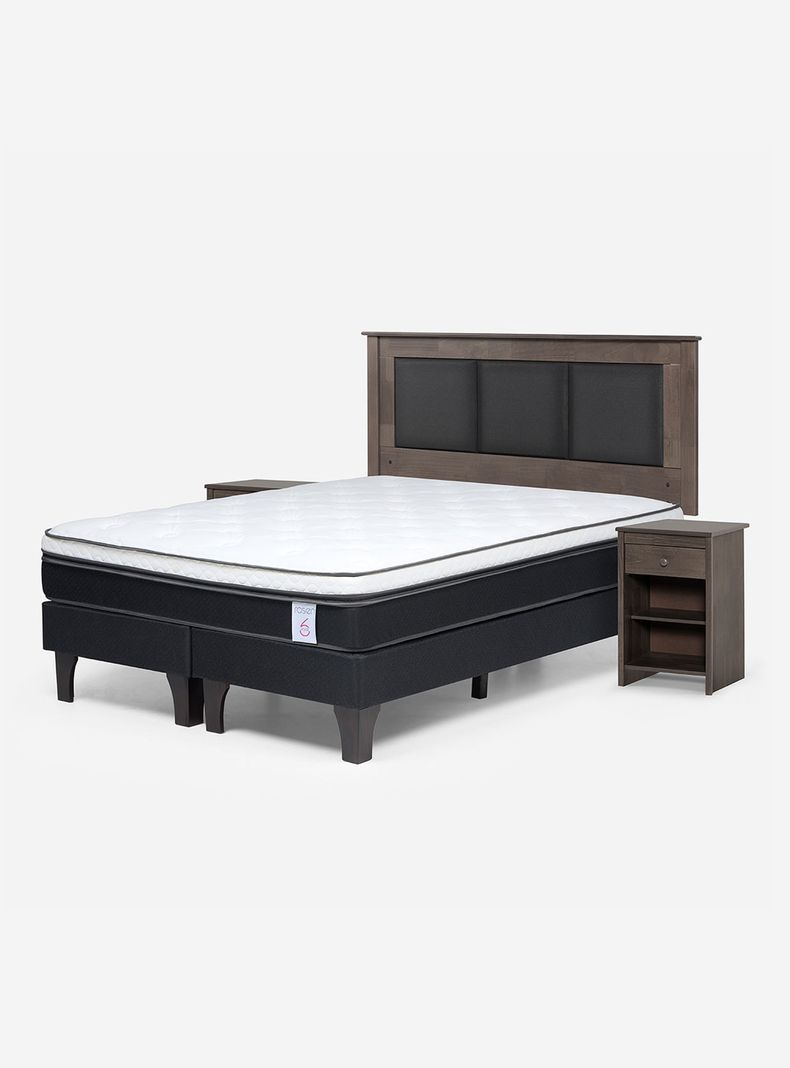 Cama Europea New Style 6 Base Dividida 2 Plazas + Muebles