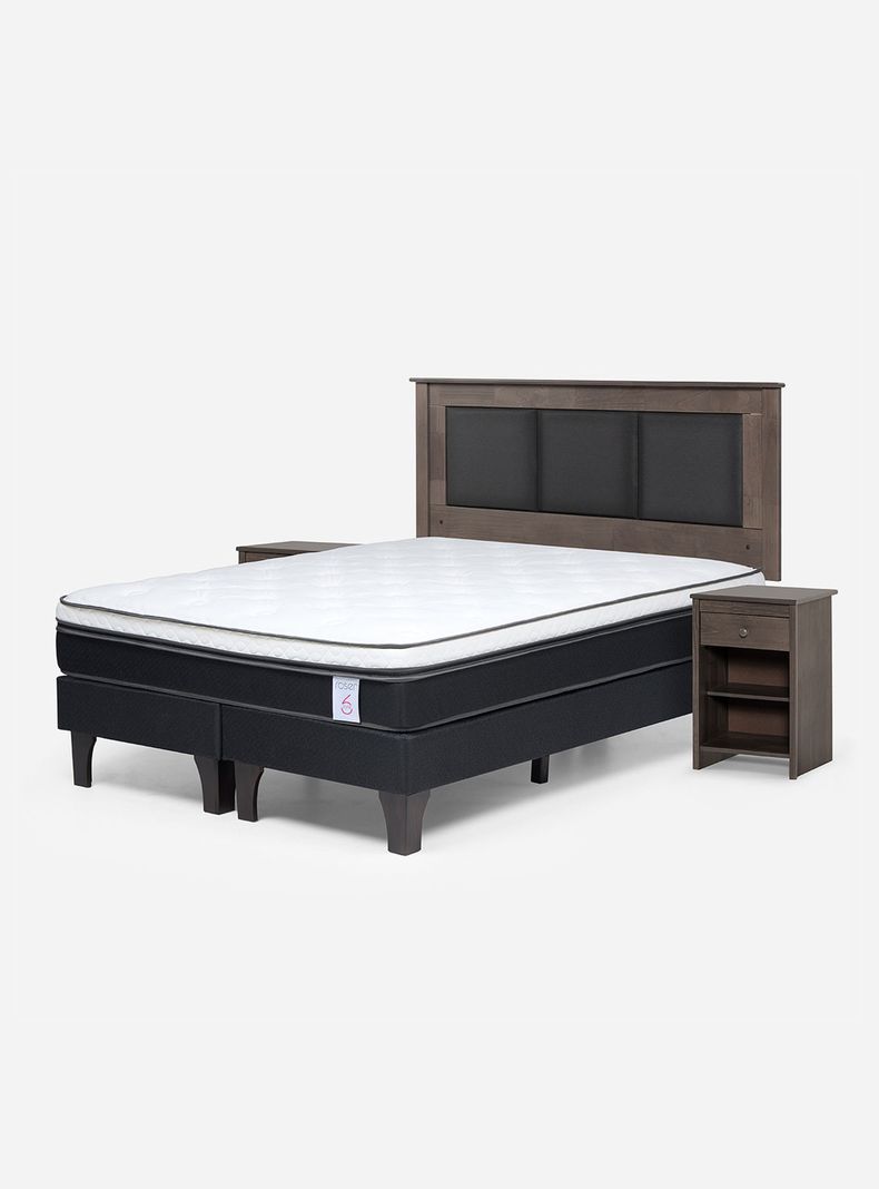 Cama Europea New Style 6 King + Respaldo + Veladores