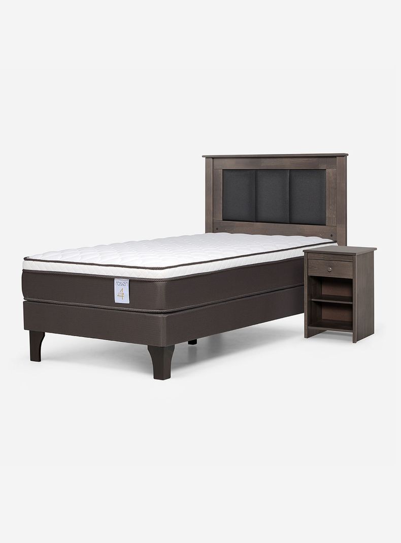 Camas Europeas New Style 4 Plus 1.5 Plazas Respaldo + Velador