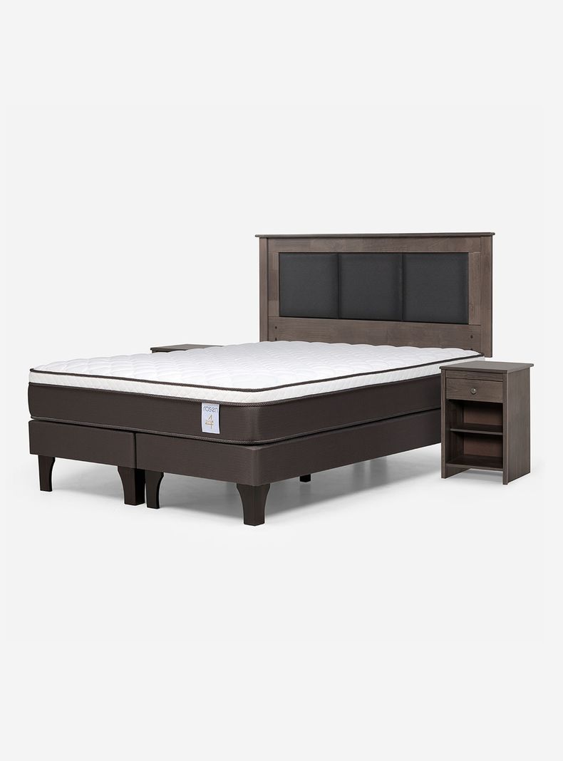 Camas Europeas New Style 4 Plus King Respaldo + Veladores