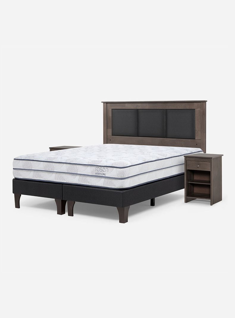 Cama Europea Autonomy 2 Plazas Base Dividida + Respaldo + Velador