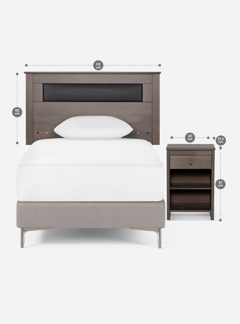 Set de Muebles Ferrara 1.5 Plazas Gris-1