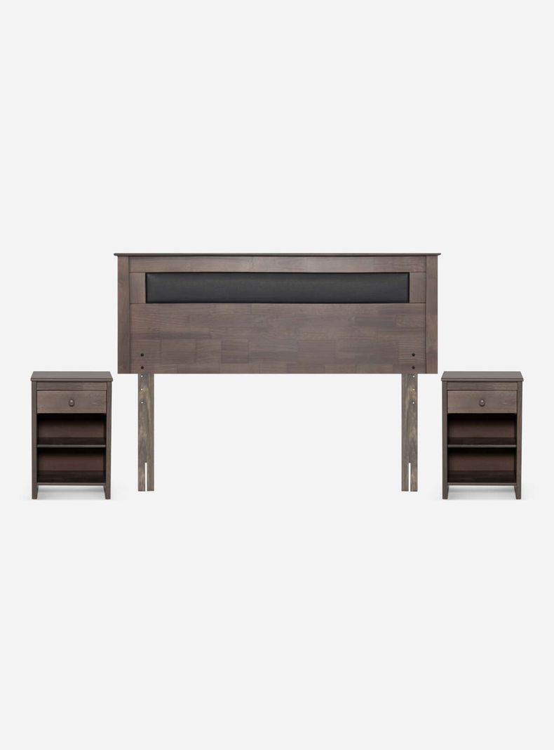 Set Muebles Respaldo 2 Plazas + Veladores Ferrara Gris