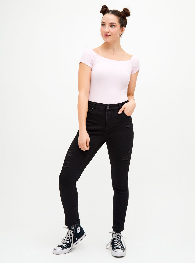 Jeans Jeggins Roturas Tiro Alto-3