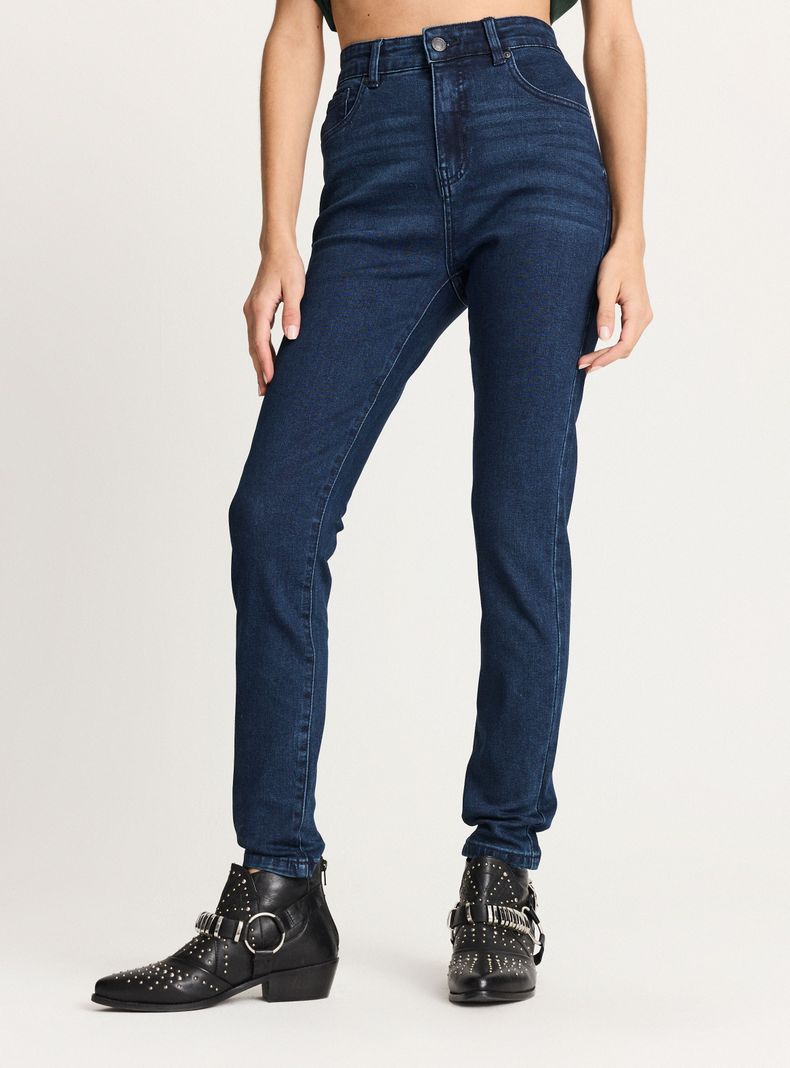 Jeans Skinny Básico Tiro Alto