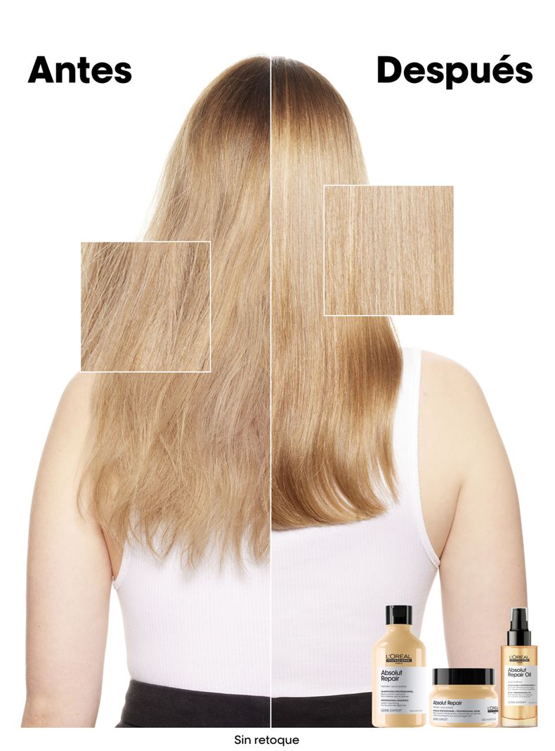 Set Absolut Repair Reparación y Nutrición Cabello Dañado Shampoo 300ml + Máscara 250ml + Cosmetiquero-3
