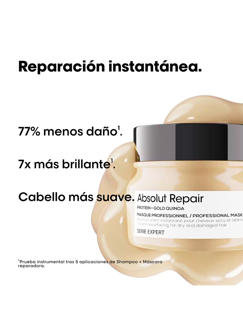 Set Absolut Repair Reparación y Nutrición Cabello Dañado Shampoo 300ml + Máscara 250ml + Cosmetiquero-2