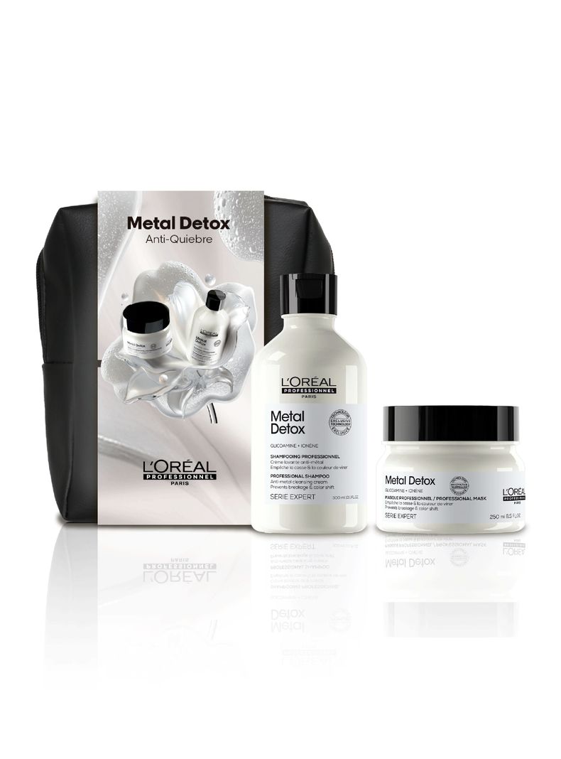 Set Metal Detox Anti-Quiebre Cabello Dañado Color Shampoo 300ml + Máscara 250ml + Cosmetiquero-0