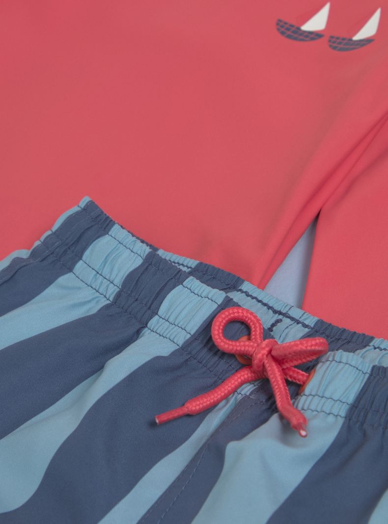 Traje de Baño con Polera Lisa Detalle y Estampado-2