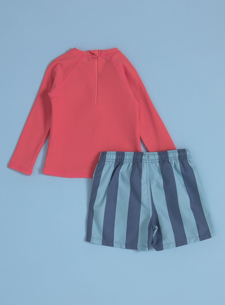 Traje de Baño con Polera Lisa Detalle y Estampado-1
