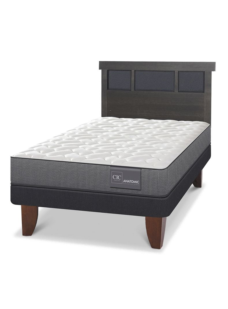 Cama Europea Anatomic 1.5 Plazas Respaldo Dublin Gris